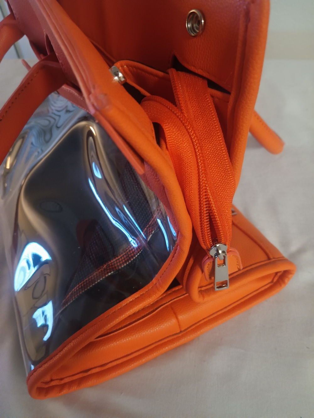 Orange Clear-Front Tote Bag - Women's Shoulder Bag - Picture 7 of 9